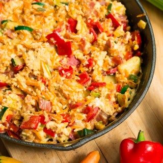 For a hearty, filling and protein packed breakfast or brunch eat your scrambled eggs loaded up with plenty of veggies. Not only it looks cheery and colourful but is healthy and delicious as well!